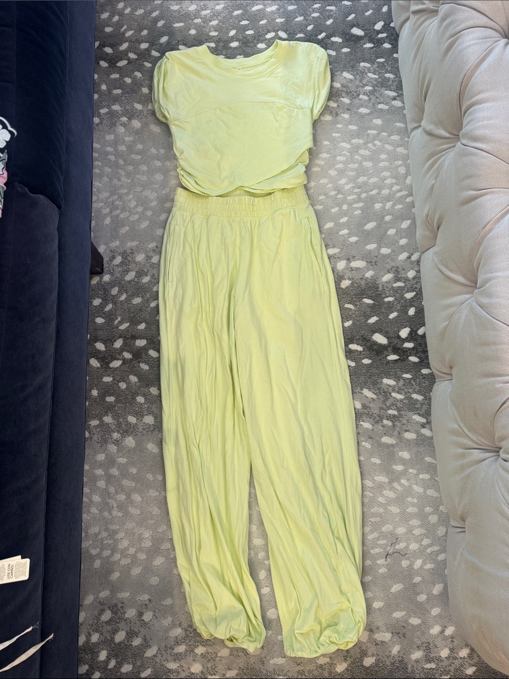 FP Movement by Free People Pale Yellow Lounge Track Pants and Matching Top Set